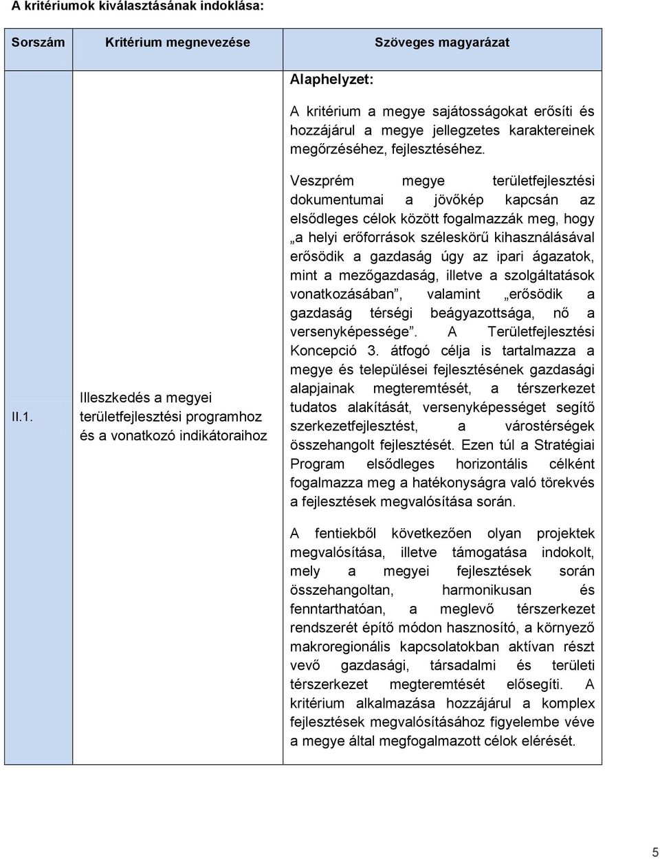 Illeszkedés a megyei területfejlesztési programhoz és a vonatkozó indikátoraihoz Veszprém megye területfejlesztési dokumentumai a jövőkép kapcsán az elsődleges célok között fogalmazzák meg, hogy a