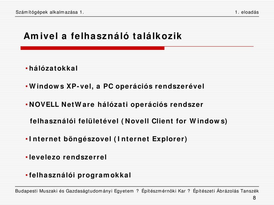 felhasználói felületével (Novell Client for Windows) Internet