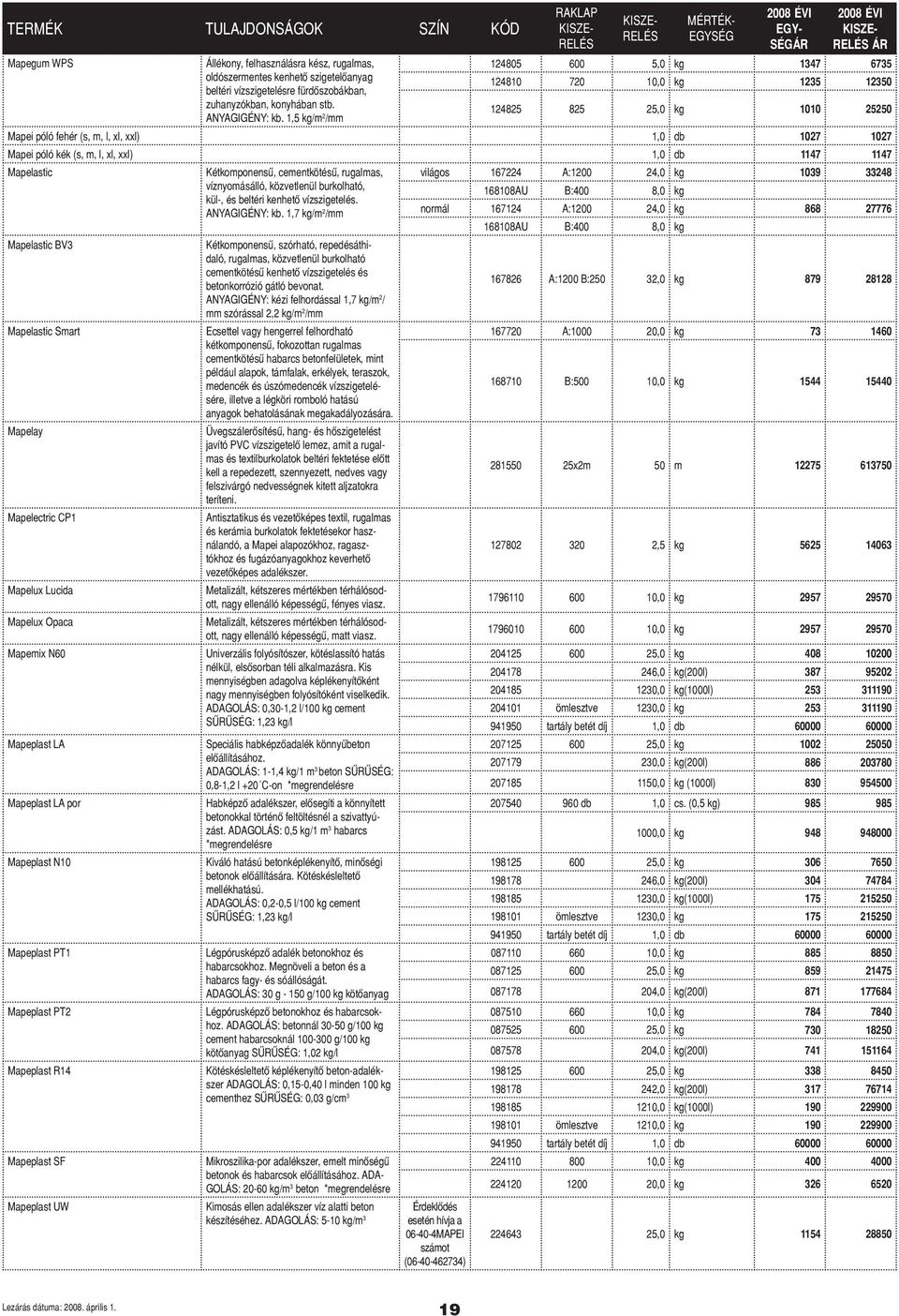 1147 1147 Mapelastic Mapelastic BV3 Mapelastic Smart Mapelay Mapelectric CP1 Mapelux Lucida Mapelux Opaca Mapemix N60 Mapeplast LA Mapeplast LA por Mapeplast N10 Mapeplast PT1 Mapeplast PT2 Mapeplast