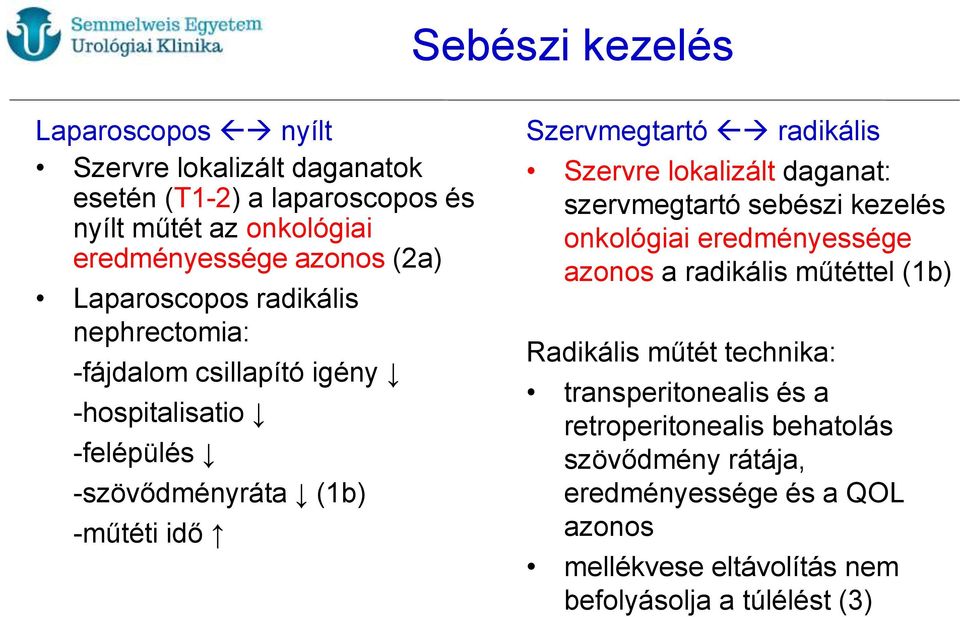 Szervre lokalizált daganat: szervmegtartó sebészi kezelés onkológiai eredményessége azonos a radikális műtéttel (1b) Radikális műtét technika: