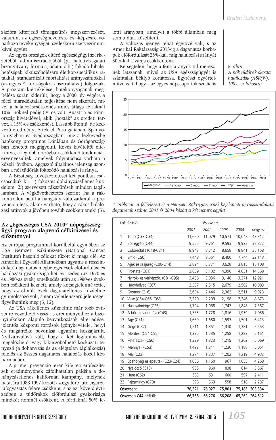 ) fakadó hibalehetôségek kiküszöbölésére életkor-specifikus rátákkal, standardizált mortalitási arányszámokkal (az egyes EU-országokra absztrahálva) dolgoztak.