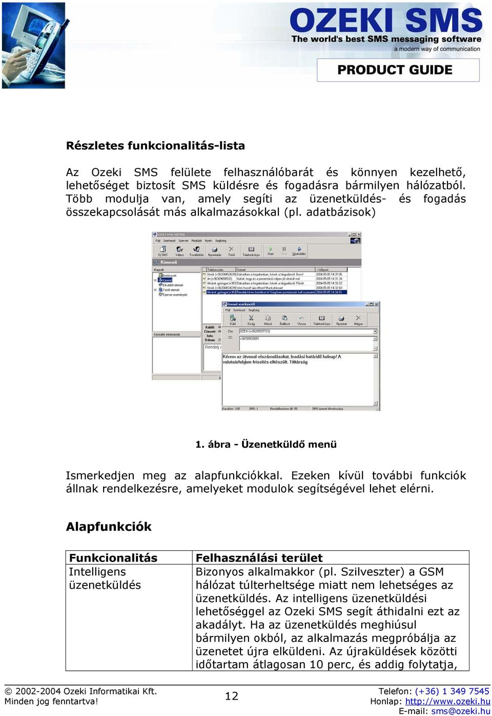 Ezeken kívül további funkciók állnak rendelkezésre, amelyeket modulok segítségével lehet elérni. Alapfunkciók Funkcionalitás Intelligens üzenetküldés Felhasználási terület Bizonyos alkalmakkor (pl.