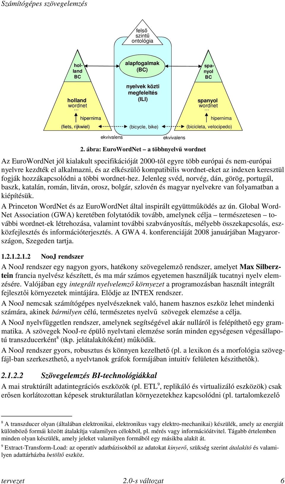 ábra: EuroWordNet a többnyelvű wordnet Az EuroWordNet jól kialakult specifikációját 2000-től egyre több európai és nem-európai nyelvre kezdték el alkalmazni, és az elkészülő kompatibilis wordnet-eket