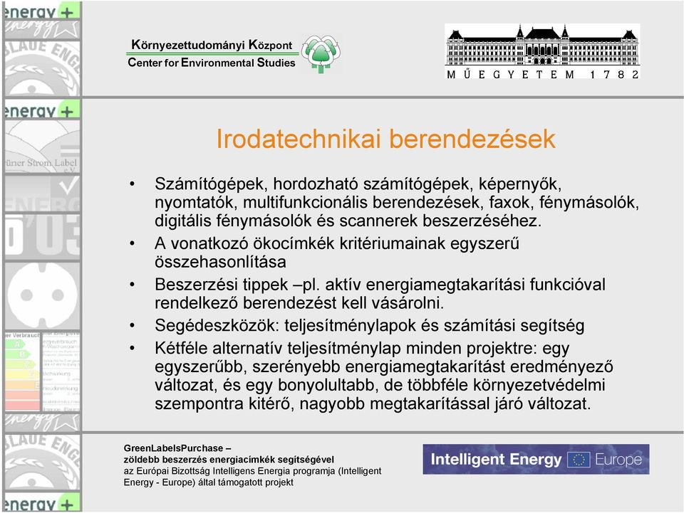 aktív energiamegtakarítási funkcióval rendelkező berendezést kell vásárolni.