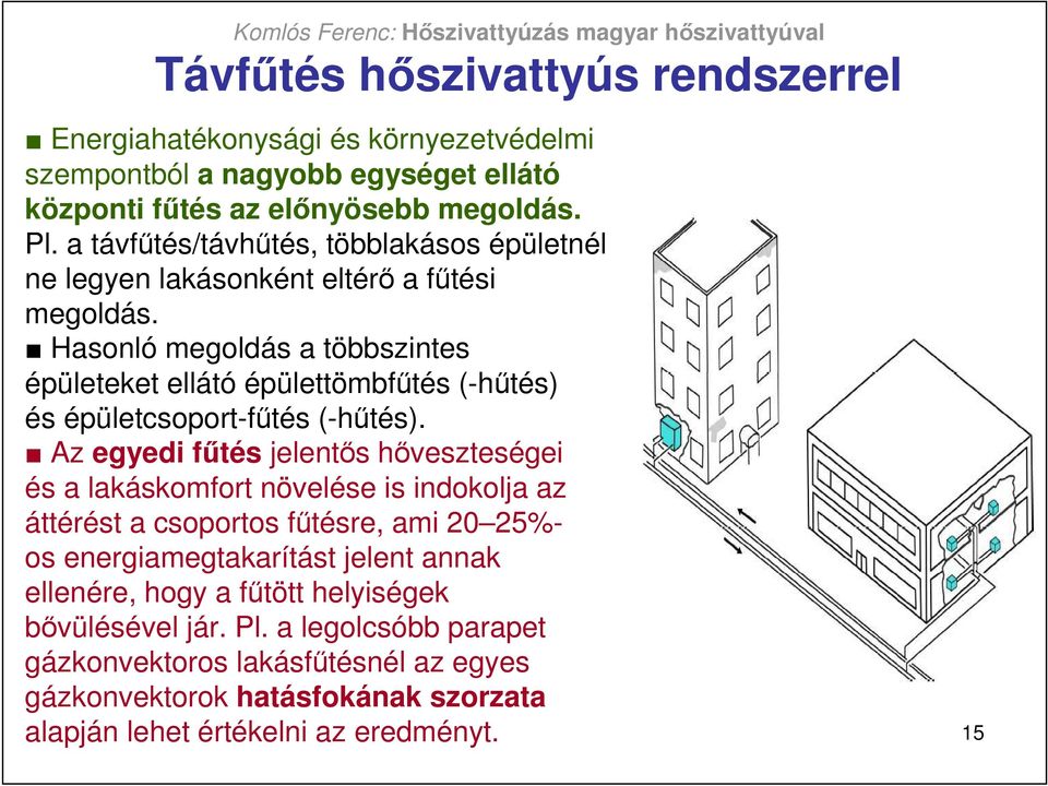 Hasonló megoldás a többszintes épületeket ellátó épülettömbfőtés (-hőtés) és épületcsoport-főtés (-hőtés).