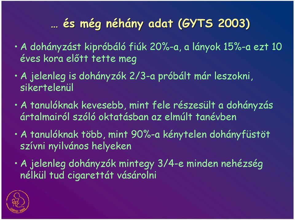 részesült a dohányzás ártalmairól szóló oktatásban az elmúlt tanévben A tanulóknak több, mint 90%-a kénytelen