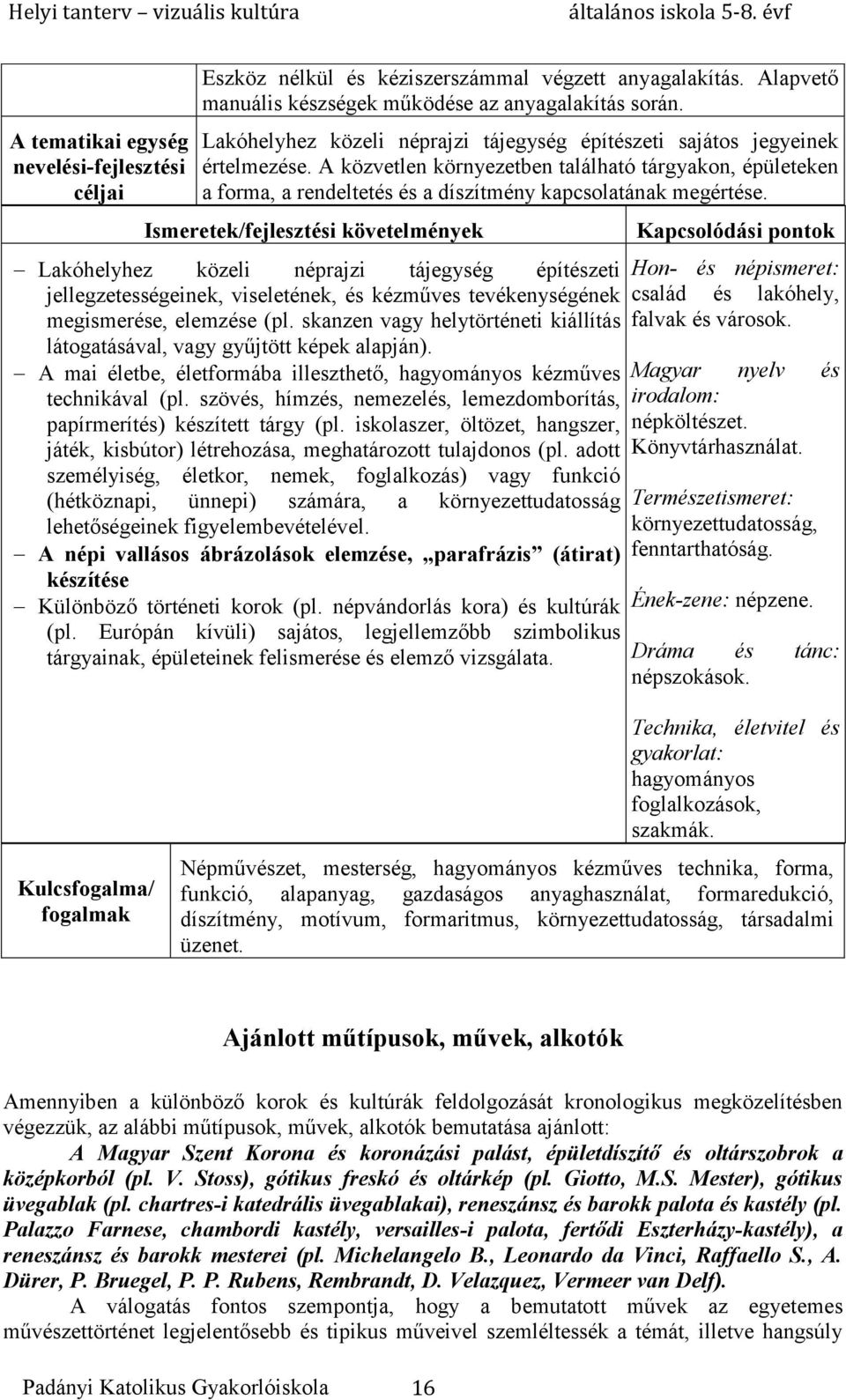 Lakóhelyhez közeli néprajzi tájegység építészeti jellegzetességeinek, viseletének, és kézműves tevékenységének megismerése, elemzése (pl.