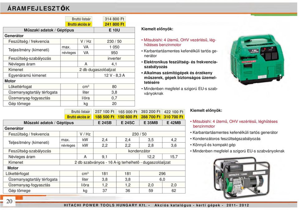 3,8 Üzemanyag-fogyasztás l/óra 0,7 Gép tömege kg 20 257 100 Ft 188 500 Ft 165 000 Ft 150 600 Ft Kiemelt előnyök: Mitsubishi: 4 ütemű, OHV vezérlésű, léghűtéses benzinmotor Karbantartásmentes