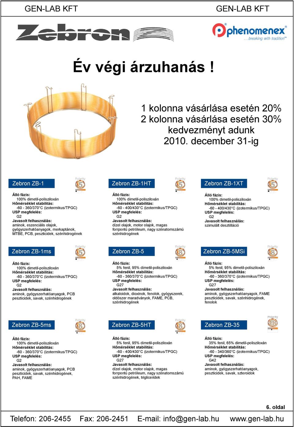 peszticidek, szénhidrogének 100% dimetil-polisziloxán -60-400/430 C (izotermikus/tpgc) G2 dízel olajok, motor olajok, magas forrpontú petróleum, nagy szénatomszámú szénhidrogének 100%