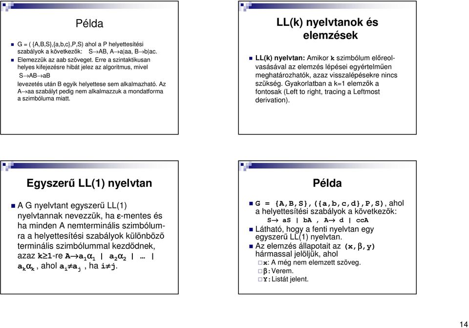 Az A aa szabályt pedig nem alkalmazzuk a mondatforma a szimbóluma miatt.