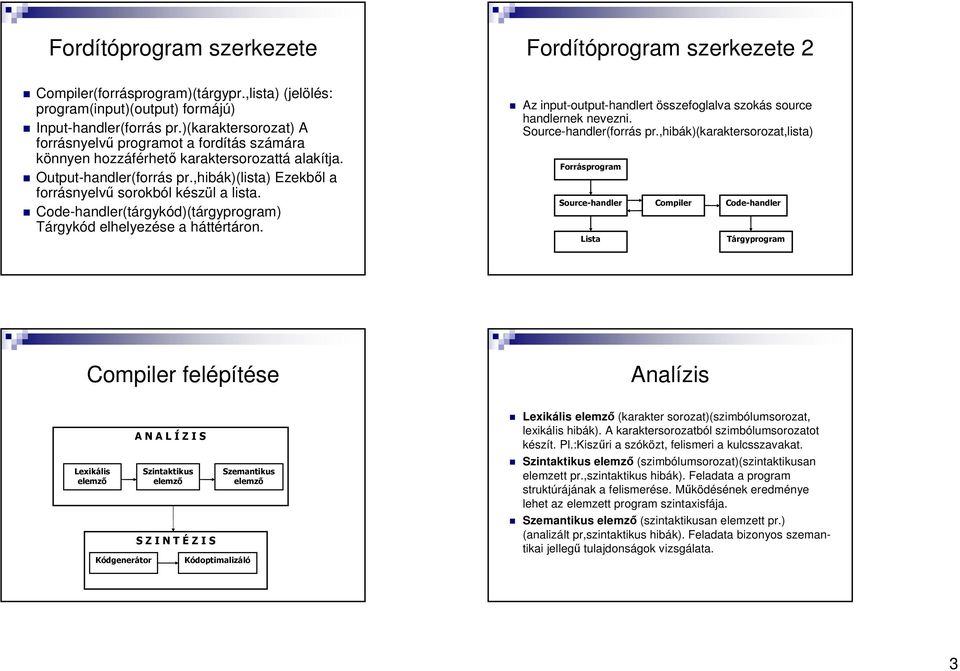 Code-handler(tárgykód)(tárgyprogram) Tárgykód elhelyezése a háttértáron. Az input-output-handlert összefoglalva szokás source handlernek nevezni. Source-handler(forrás pr.