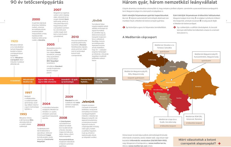 Ma már 3 teljesen automatizált technológiát alkalmazó üze- mogén felületű Zenit 2 3 tetőcserép, amely új Jövőnk münkben folyik a Mediterrán betoncserepek gyártása.