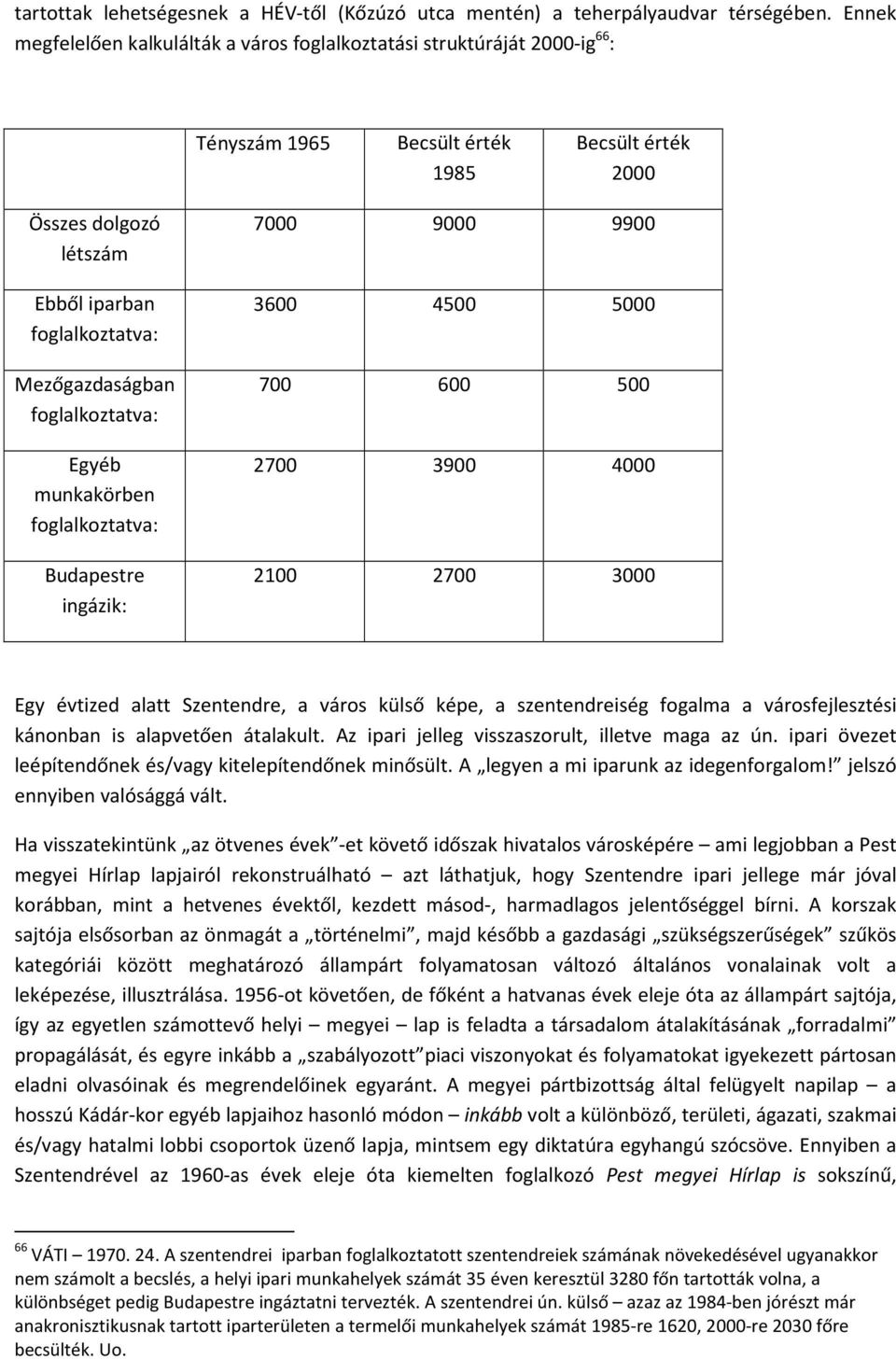 Mezőgazdaságban foglalkoztatva: Egyéb munkakörben foglalkoztatva: Budapestre ingázik: 7000 9000 9900 3600 4500 5000 700 600 500 2700 3900 4000 2100 2700 3000 Egy évtized alatt Szentendre, a város