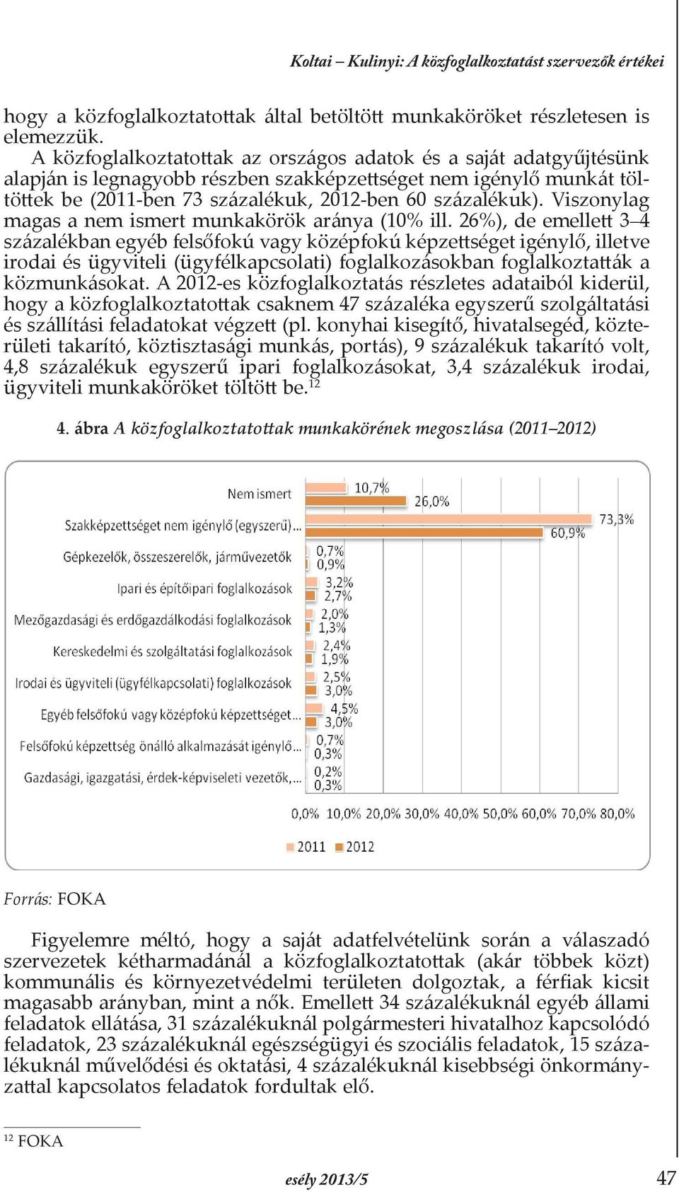 Viszonylag magas a nem ismert munkakörök aránya (10% ill.