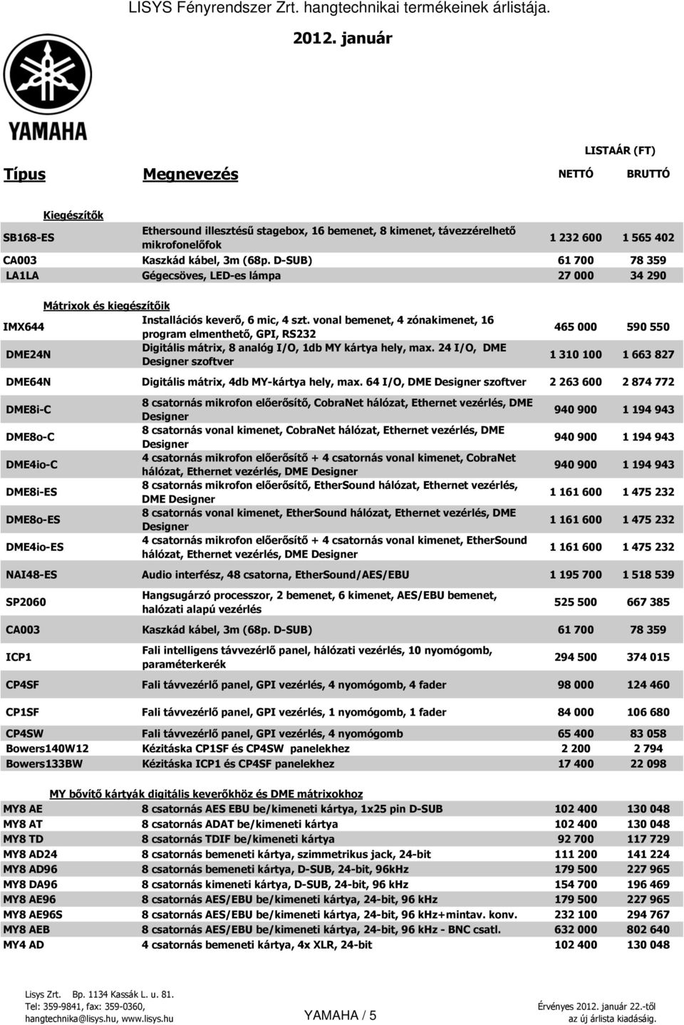 vonal bemenet, 4 zónakimenet, 16 program elmenthető, GPI, RS232 465 000 590 550 DME24N Digitális mátrix, 8 analóg I/O, 1db MY kártya hely, max.