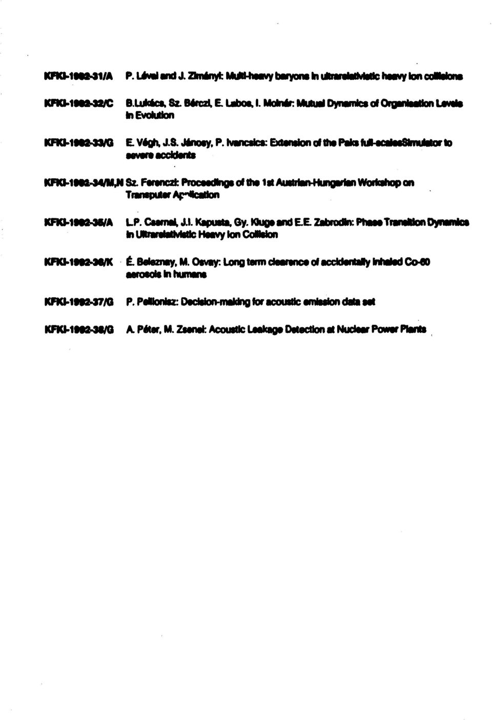 Ferenczl: ProcteöTnge of th»1ttauitrlaiv+tor»qan»wortcihopon Transputer Ap**caUon KFKMMO-Эб/А KFKMM2-M/K KFKMMM7/Q KFKMtfO-M/G LP.Ctm^,J.\KaputíM,Qy, iuo$m^e.e.zébfodk\:ptmmltwnmondim^ In UftarelalMitlc HeavytonCoWeton tbemrai^.