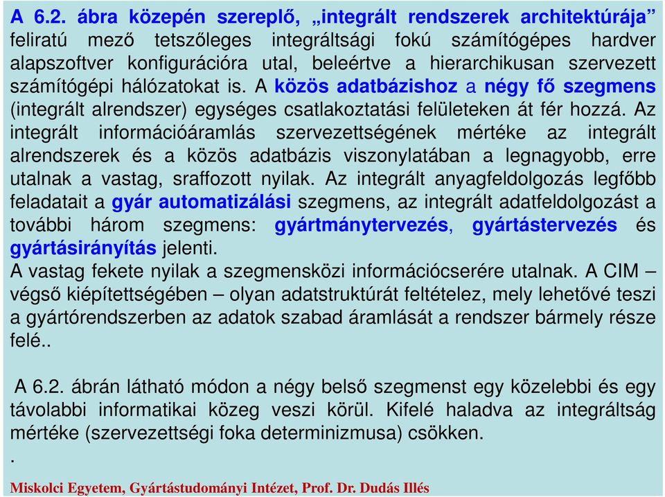 számítógépi hálózatokat is. A közös adatbázishoz a négy fő szegmens (integrált alrendszer) egységes csatlakoztatási felületeken át fér hozzá.