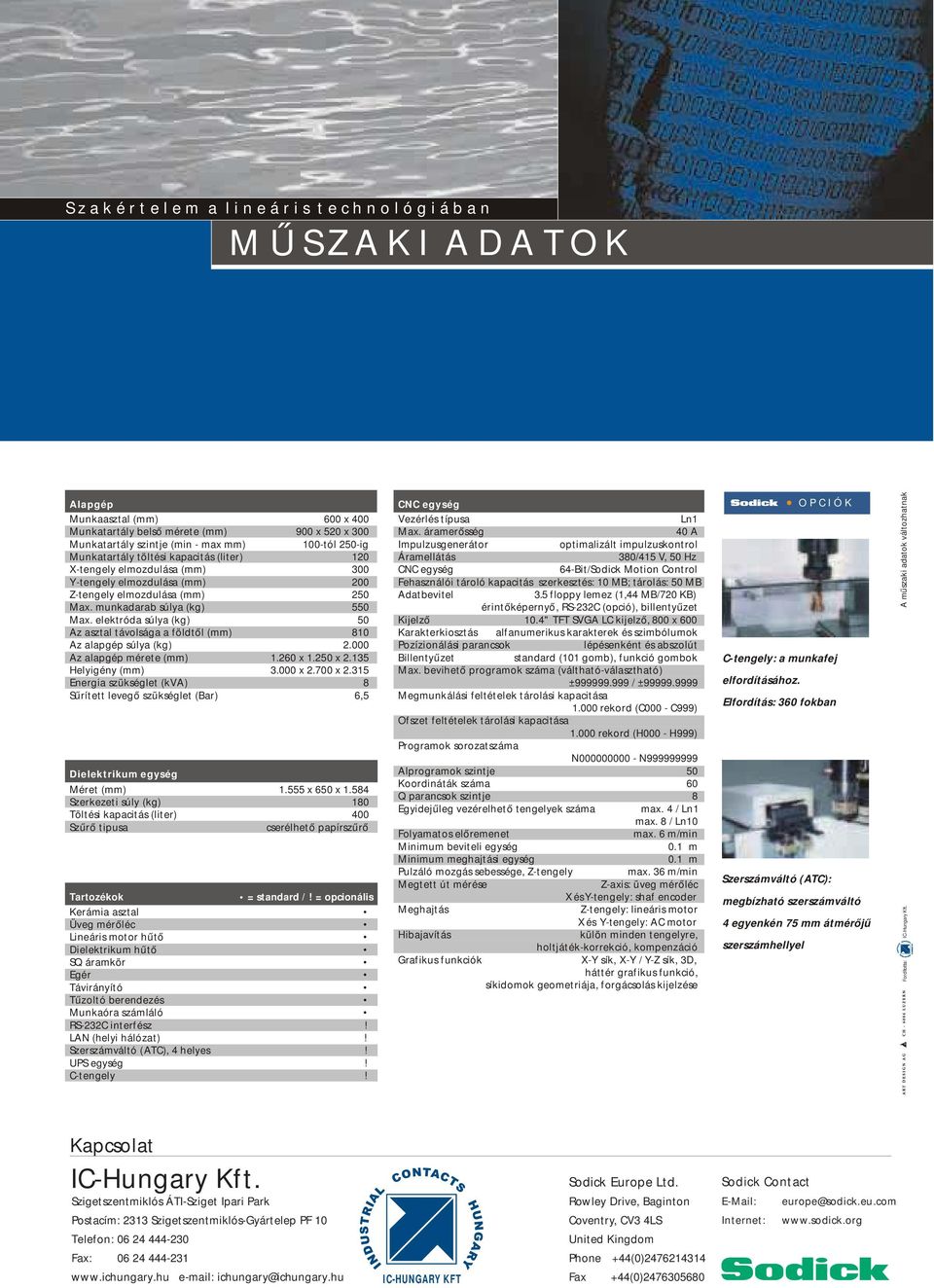 elektróda súlya (kg) 50 Az asztal távolsága a földtől (mm) 810 Az alapgép súlya (kg) 2.000 Az alapgép mérete (mm) 1.260 x 1.250 x 2.135 Helyigény (mm) 3.000 x 2.700 x 2.