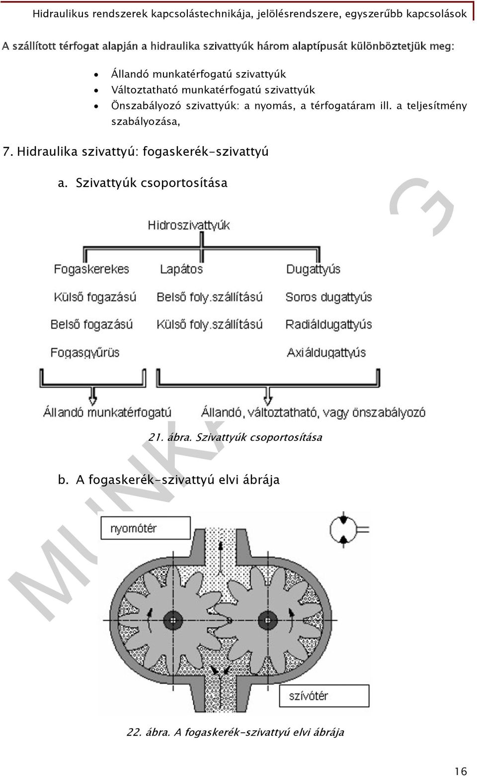 térfogatáram ill. a teljesítmény szabályozása, 7. Hidraulika szivattyú: fogaskerék-szivattyú a.
