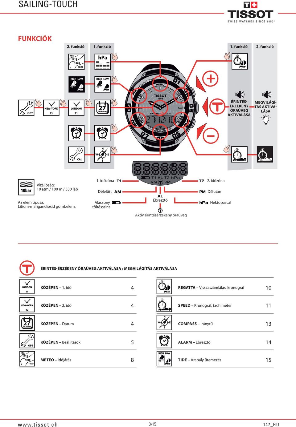 időzóna Délután Az elem típusa: Lítium-mangándioxid gombelem.