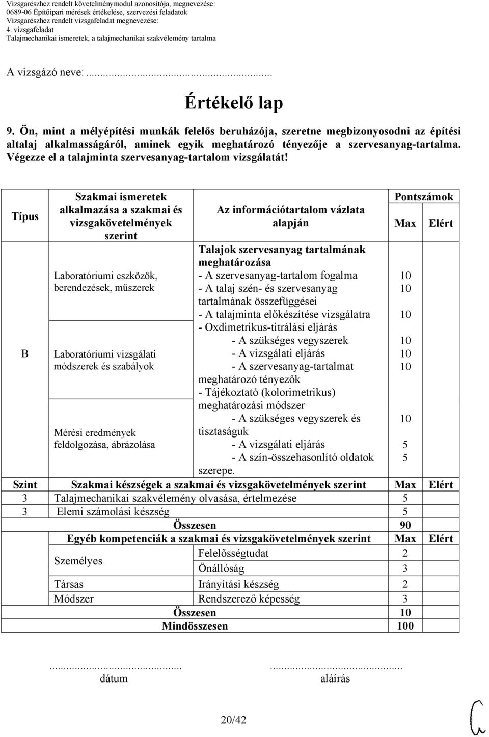 Végezze el a talajminta szervesanyag-tartalom vizsgálatát!