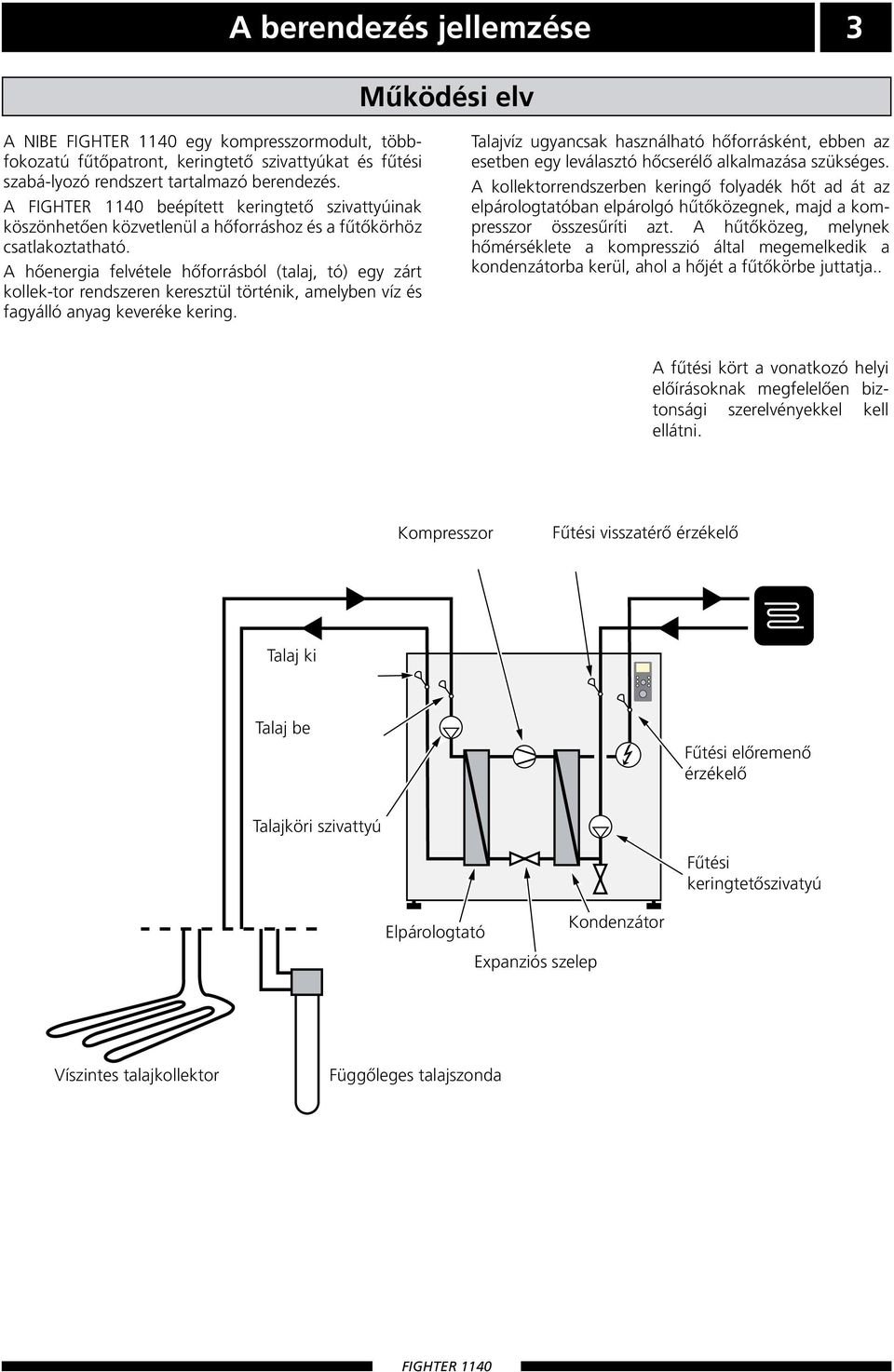 A hőenergia felvétele hőforrásból (talaj, tó) egy zárt kollek-tor rendszeren keresztül történik, amelyben víz és fagyálló anyag keveréke kering.