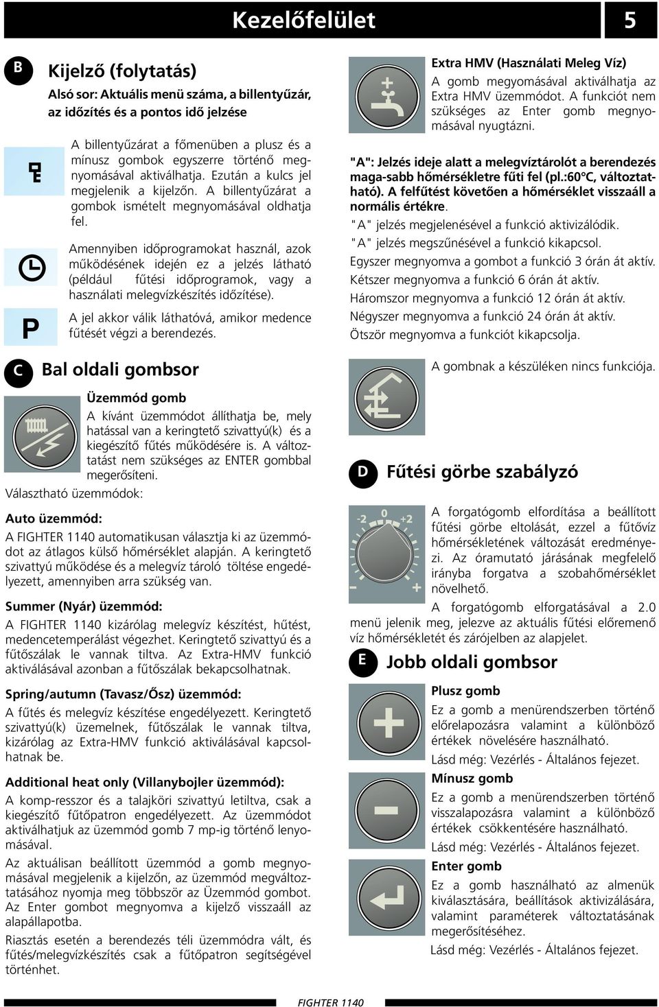 Amennyiben időprogramokat használ, azok működésének idején ez a jelzés látható (például fűtési időprogramok, vagy a használati melegvízkészítés időzítése).