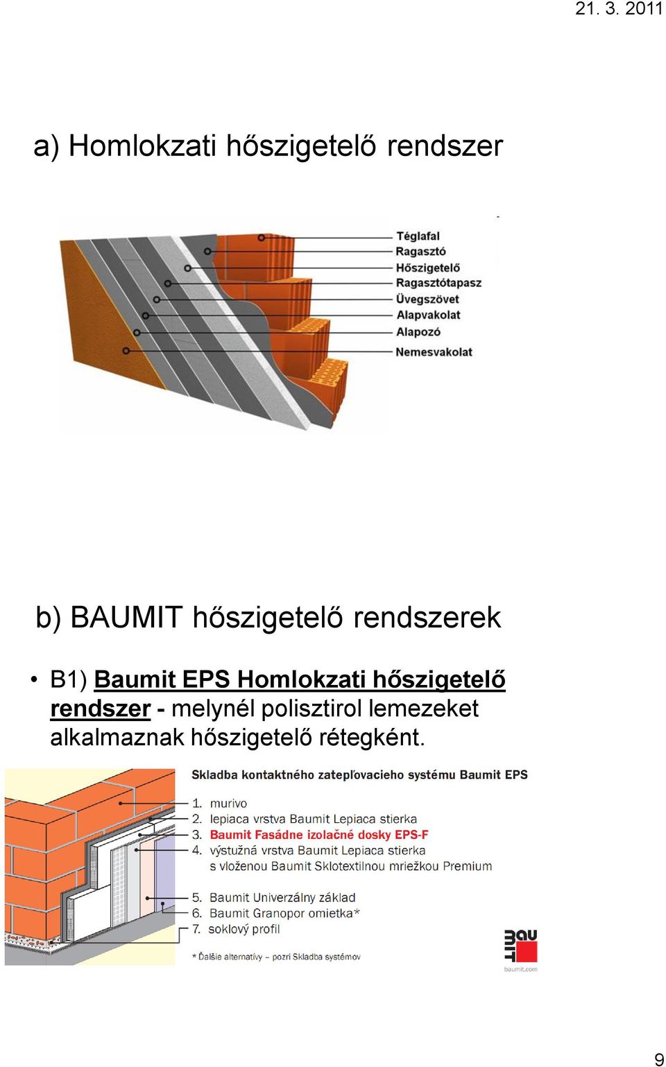 Homlokzati hőszigetelő rendszer - melynél