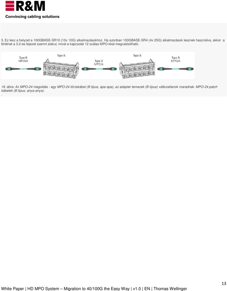 2-es fejezet szerint alakul, mivel a kapcsolat 12 szálas MPO-kkal megvalósítható. 19.
