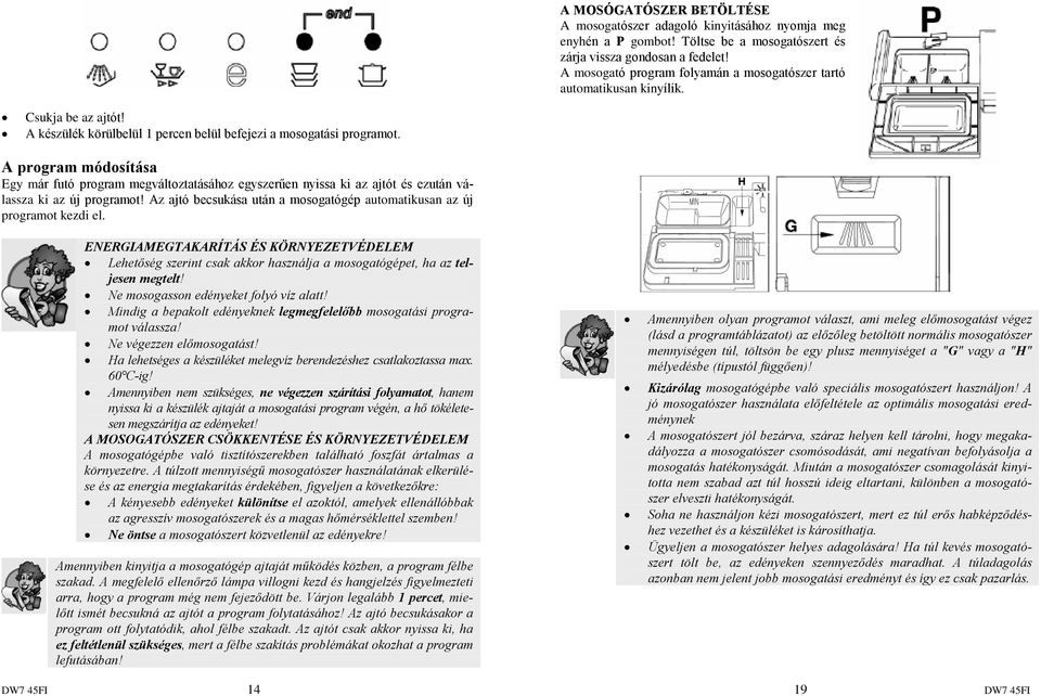 A program módosítása Egy már futó program megváltoztatásához egyszerûen nyissa ki az ajtót és ezután válassza ki az új programot!