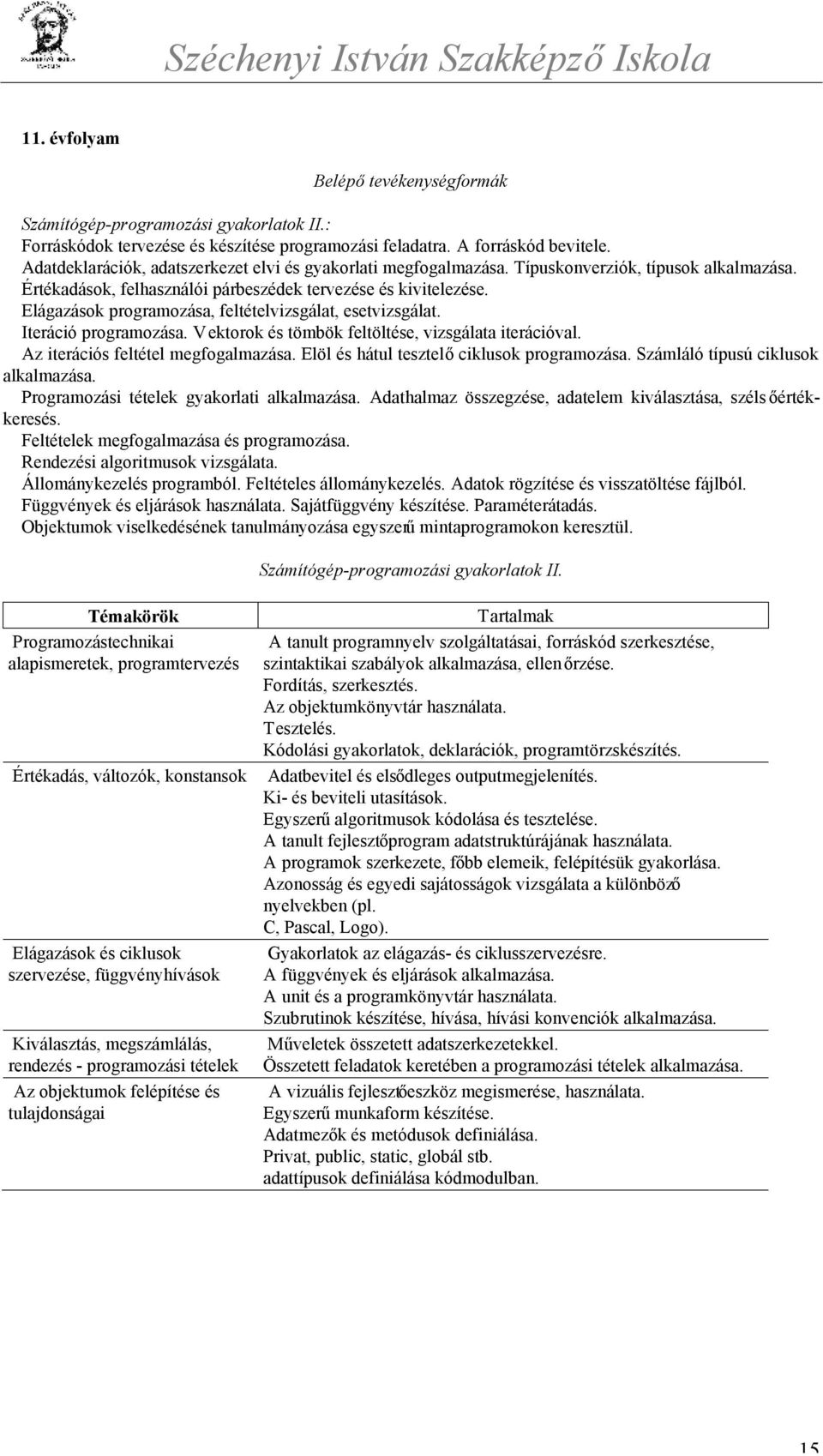 Elágazások programozása, feltételvizsgálat, esetvizsgálat. Iteráció programozása. Vektorok és tömbök feltöltése, vizsgálata iterációval. Az iterációs feltétel megfogalmazása.