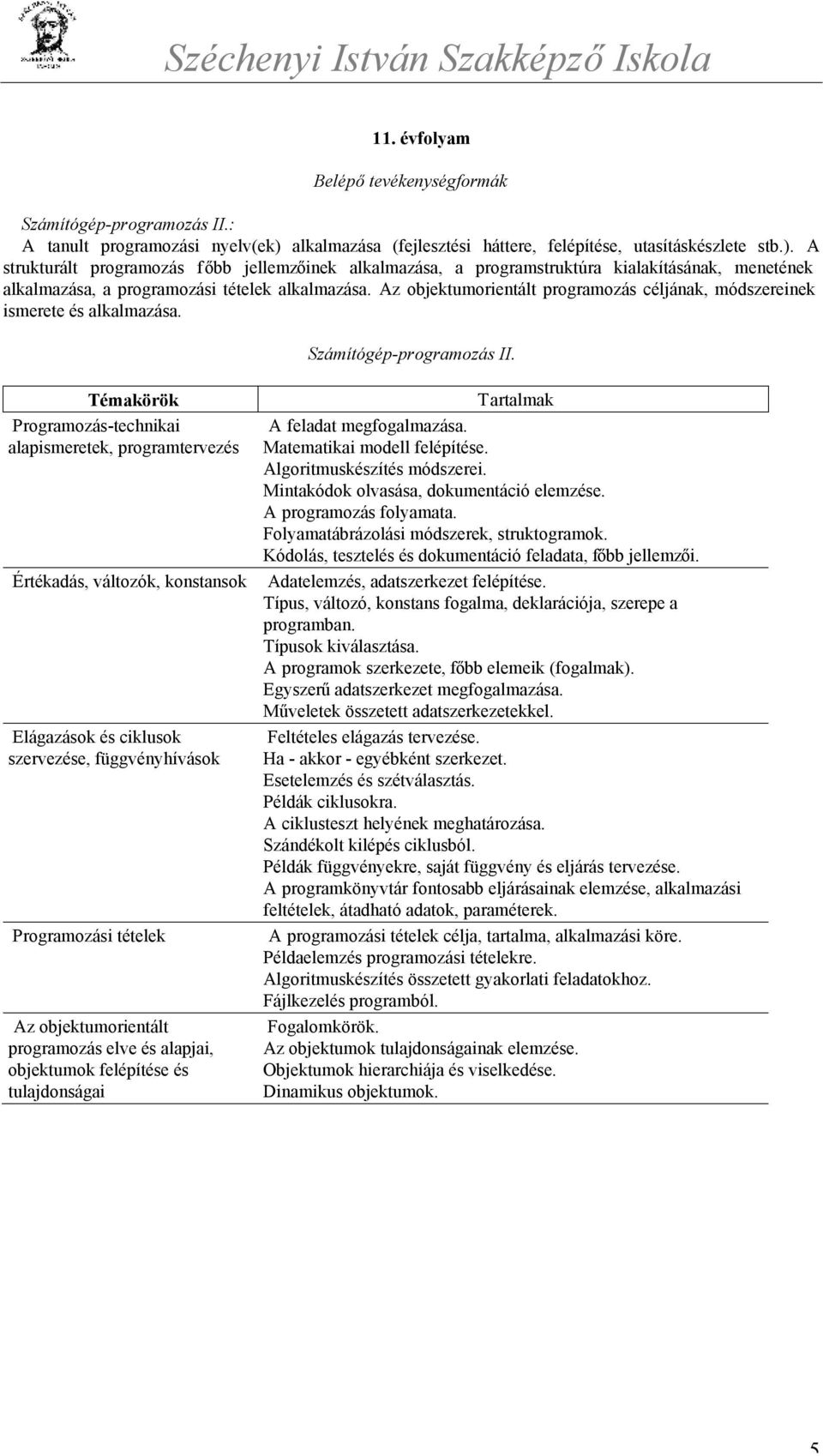 A strukturált programozás főbb jellemzőinek alkalmazása, a programstruktúra kialakításának, menetének alkalmazása, a programozási tételek alkalmazása.