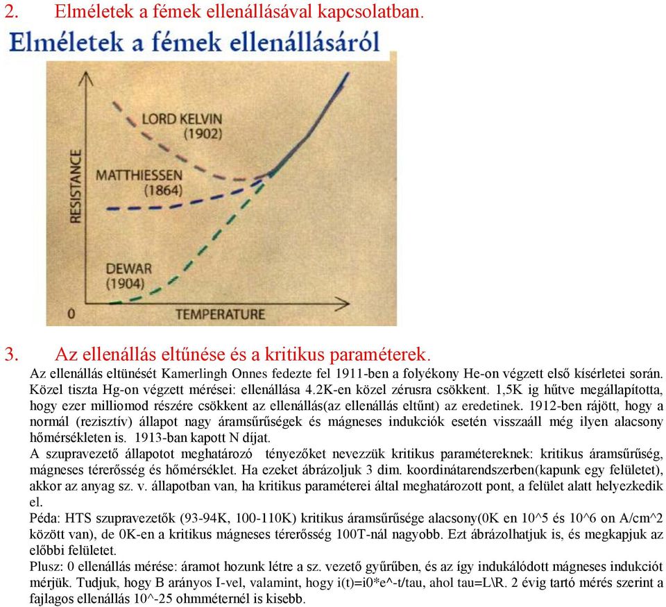 1,5K ig hűtve megállapította, hogy ezer milliomod részére csökkent az ellenállás(az ellenállás eltűnt) az eredetinek.