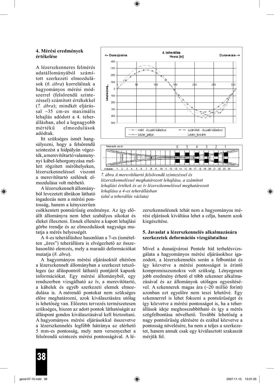 (alul a teherállás vázlata) A lézerszkenneres felmérés adatállományából számított szerkezeti elmozdulások (6.