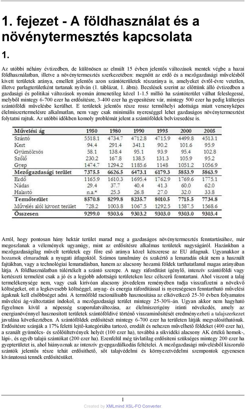 művelésből kivett területek aránya, emellett jelentős azon szántóterületek részaránya is, amelyeket évről-évre vetetlen, illetve parlagterületként tartanak nyilván (1. táblázat, 1. ábra).