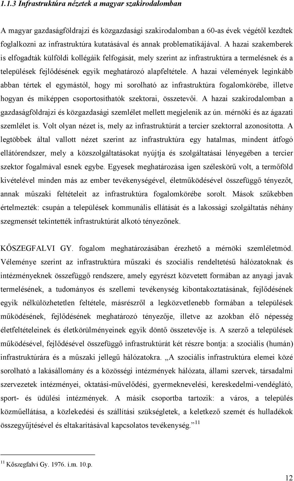 A hazai vélemények leginkább abban tértek el egymástól, hogy mi sorolható az infrastruktúra fogalomkörébe, illetve hogyan és miképpen csoportosíthatók szektorai, összetevői.