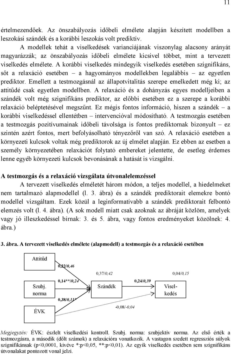 A korábbi viselkedés mindegyik viselkedés esetében szignifikáns, sőt a relaxáció esetében a hagyományos modellekben legalábbis az egyetlen prediktor.