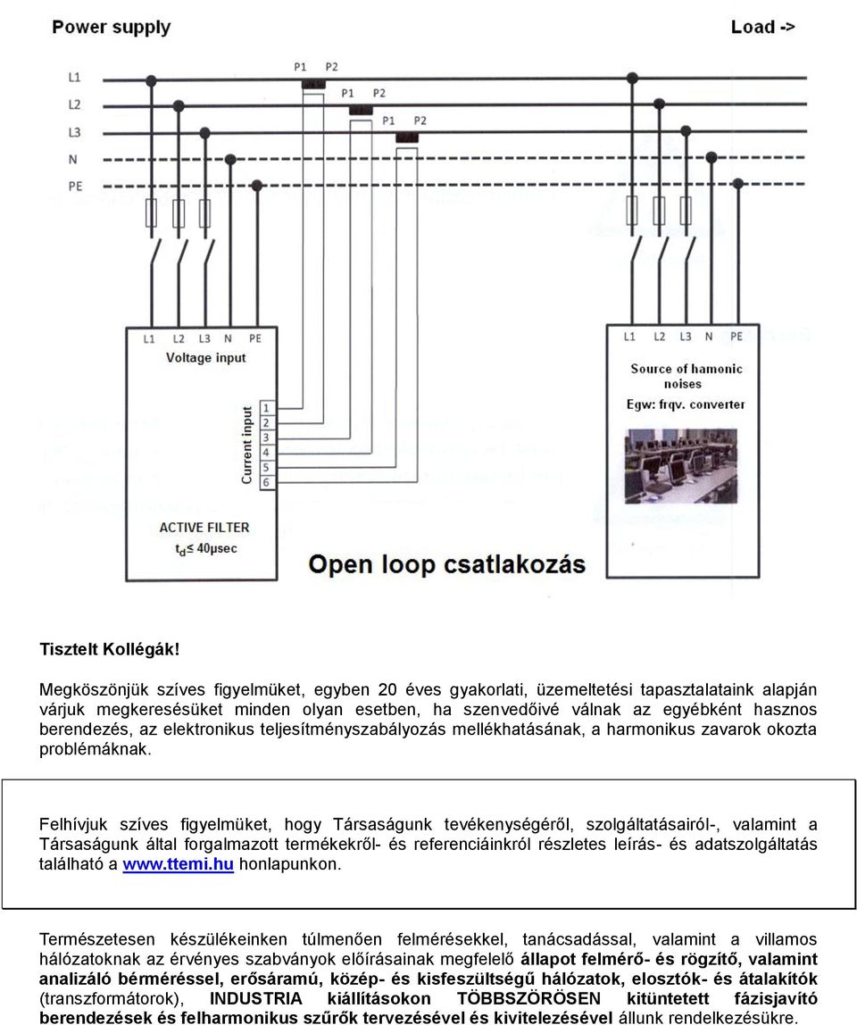 elektronikus teljesítményszabályozás mellékhatásának, a harmonikus zavarok okozta problémáknak.
