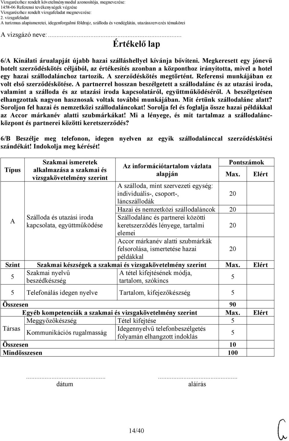 Referensi munkájában ez volt első szerződéskötése. A partnerrel hosszan beszélgetett a szállodalánc és az utazási iroda, valamint a szálloda és az utazási iroda kapcsolatáról, együttműködéséről.