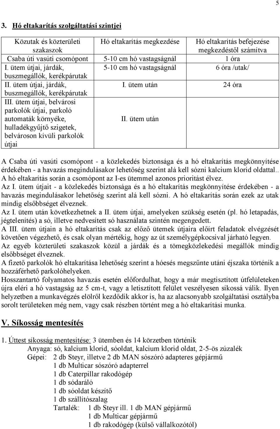 ütem útjai, belvárosi parkolók útjai, parkoló automaták környéke, hulladékgyűjtő szigetek, belvároson kívüli parkolók útjai II.