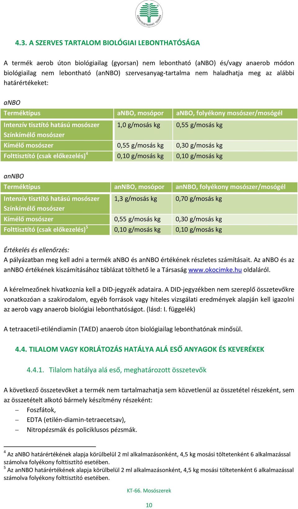 mosószer 0,55 g/mosás kg 0,30 g/mosás kg Folttisztító (csak előkezelés) 4 0,10 g/mosás kg 0,10 g/mosás kg annbo Terméktípus annbo, mosópor annbo, folyékony mosószer/mosógél Intenzív tisztító hatású