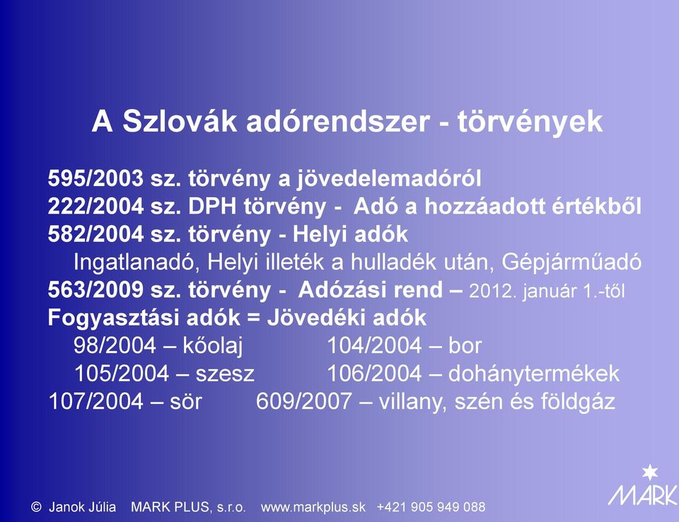 törvény - Helyi adók Ingatlanadó, Helyi illeték a hulladék után, Gépjárműadó 563/2009 sz.