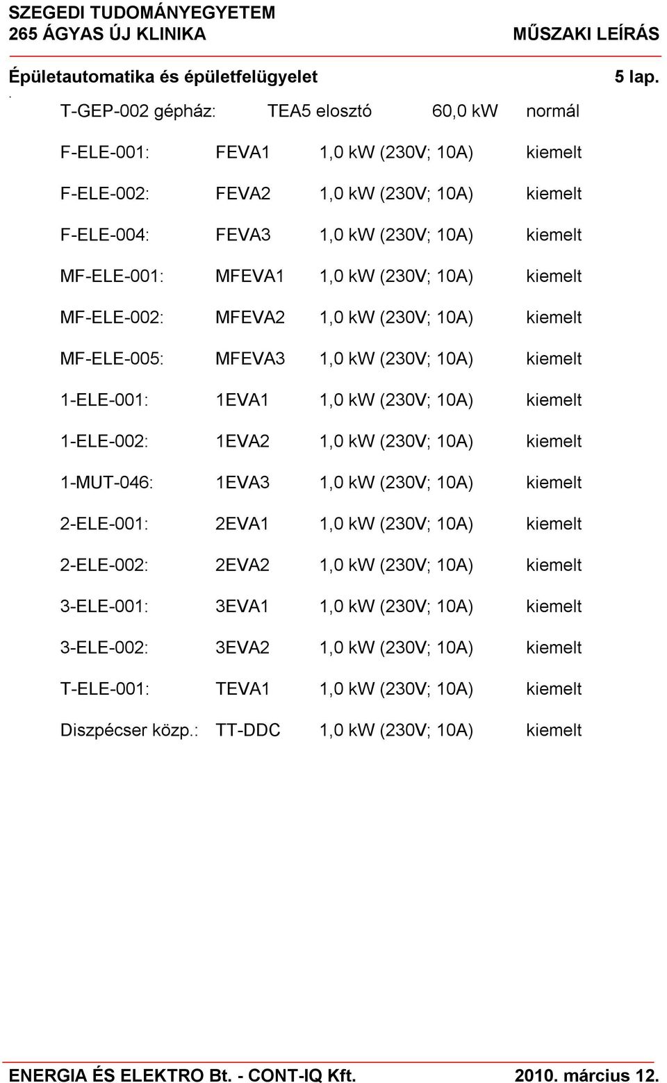 10A) kiemelt 1-ELE-002: 1EVA2 1,0 kw (230V; 10A) kiemelt 1-MUT-046: 1EVA3 1,0 kw (230V; 10A) kiemelt 2-ELE-001: 2EVA1 1,0 kw (230V; 10A) kiemelt 2-ELE-002: 2EVA2 1,0 kw (230V; 10A)