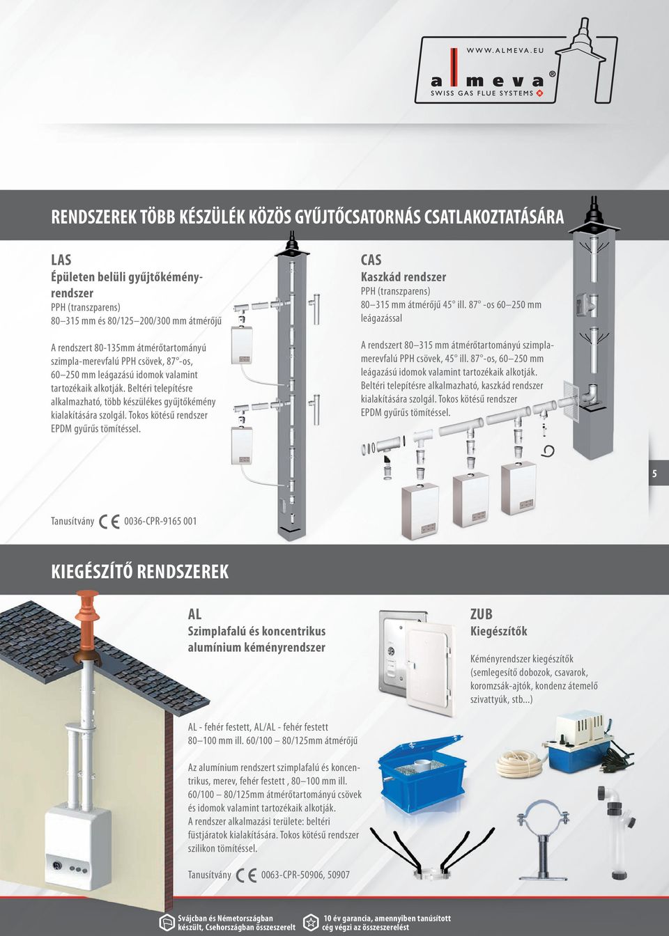 Tokos kötésű rendszer EPDM gyűrűs tömítéssel. CAS Kaszkád rendszer PPH (transzparens) 80 315 mm átmérőjű 45 ill.