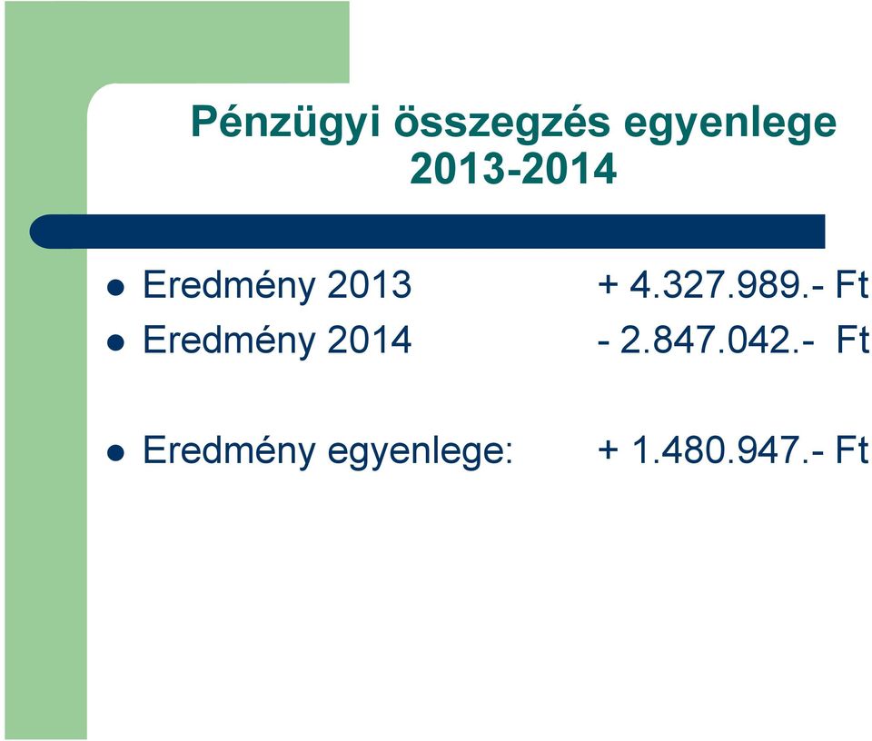 2014 + 4.327.989.- Ft - 2.847.042.