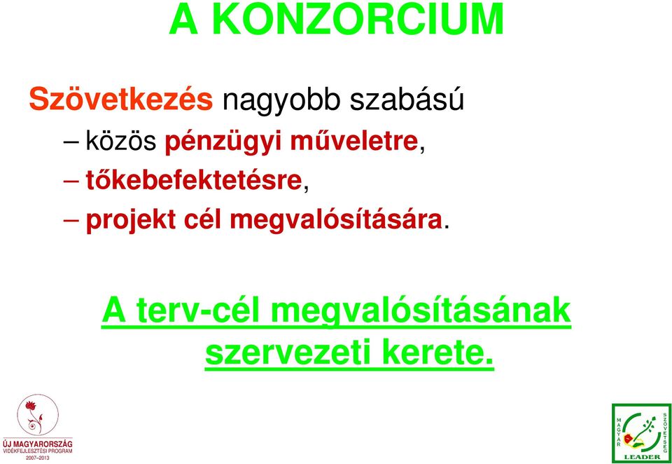 tőkebefektetésre, projekt cél