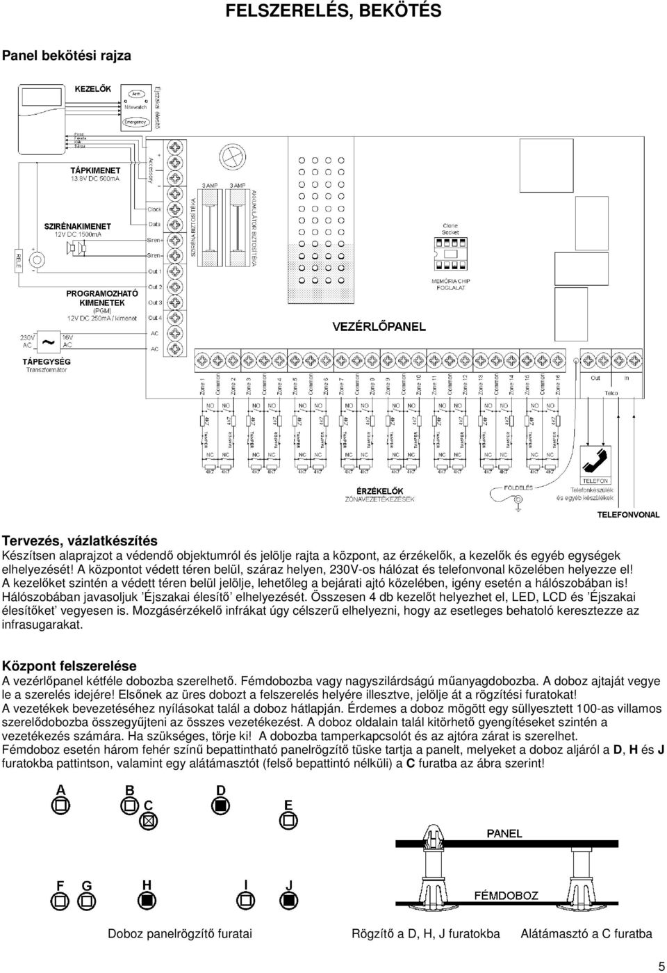 A kezelőket szintén a védett téren belül jelölje, lehetőleg a bejárati ajtó közelében, igény esetén a hálószobában is! Hálószobában javasoljuk Éjszakai élesítő elhelyezését.