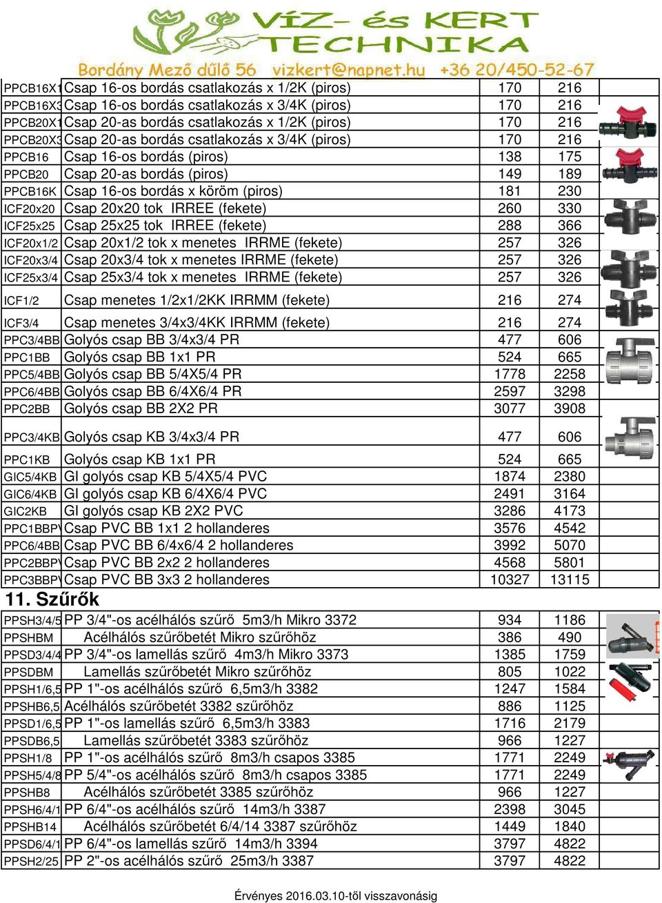 ICF20x20 Csap 20x20 tok IRREE (fekete) 260 330 ICF25x25 Csap 25x25 tok IRREE (fekete) 288 366 ICF20x1/2 Csap 20x1/2 tok x menetes IRRME (fekete) 257 326 ICF20x3/4 Csap 20x3/4 tok x menetes IRRME