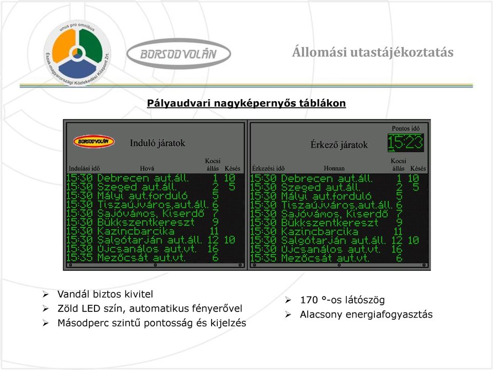 LED szín, automatikus fényerővel Másodperc szintű