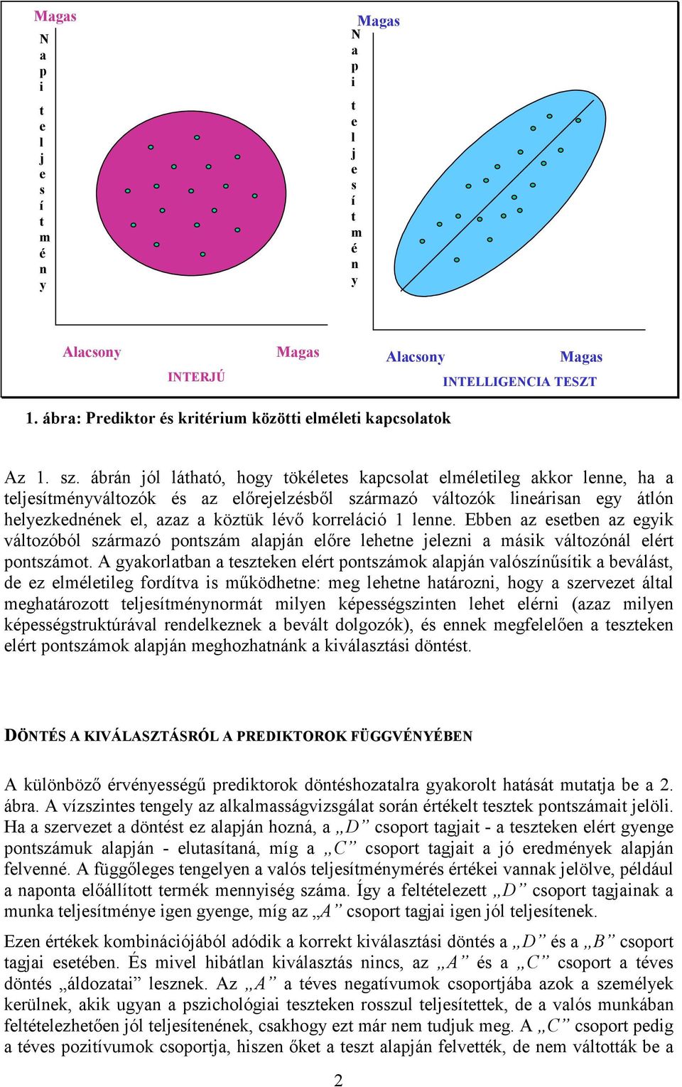 Ebbn az stbn az gyik változóból származó pontszám alapján lır lhtn jlzni a másik változónál lért pontszámot.